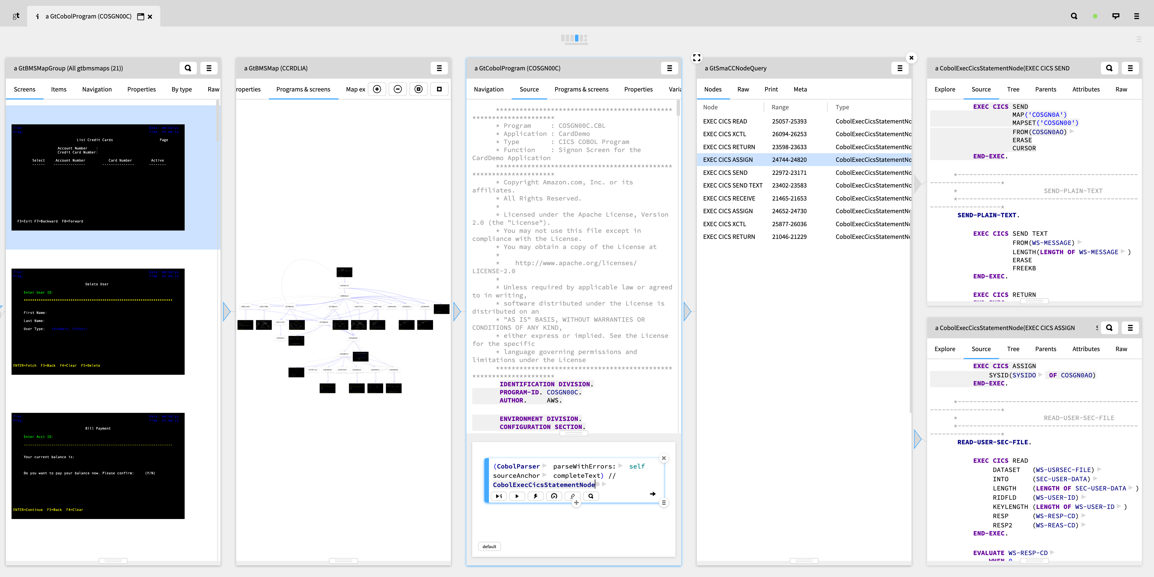 Exploring the structure of a COBOL system in Glamorous Toolkit